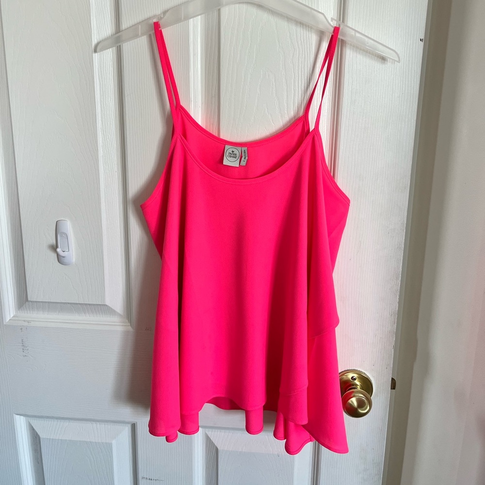 Paper Crane Neon Pink Tank Top, Size Small